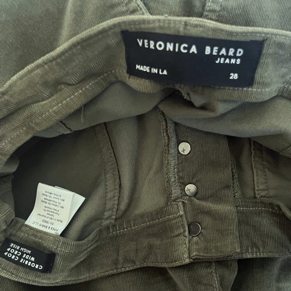 NWOT Veronica Beard Crosbie Wide Leg Button Crop Clover Green Corduroy Pants 28 - Picture 8 of 12